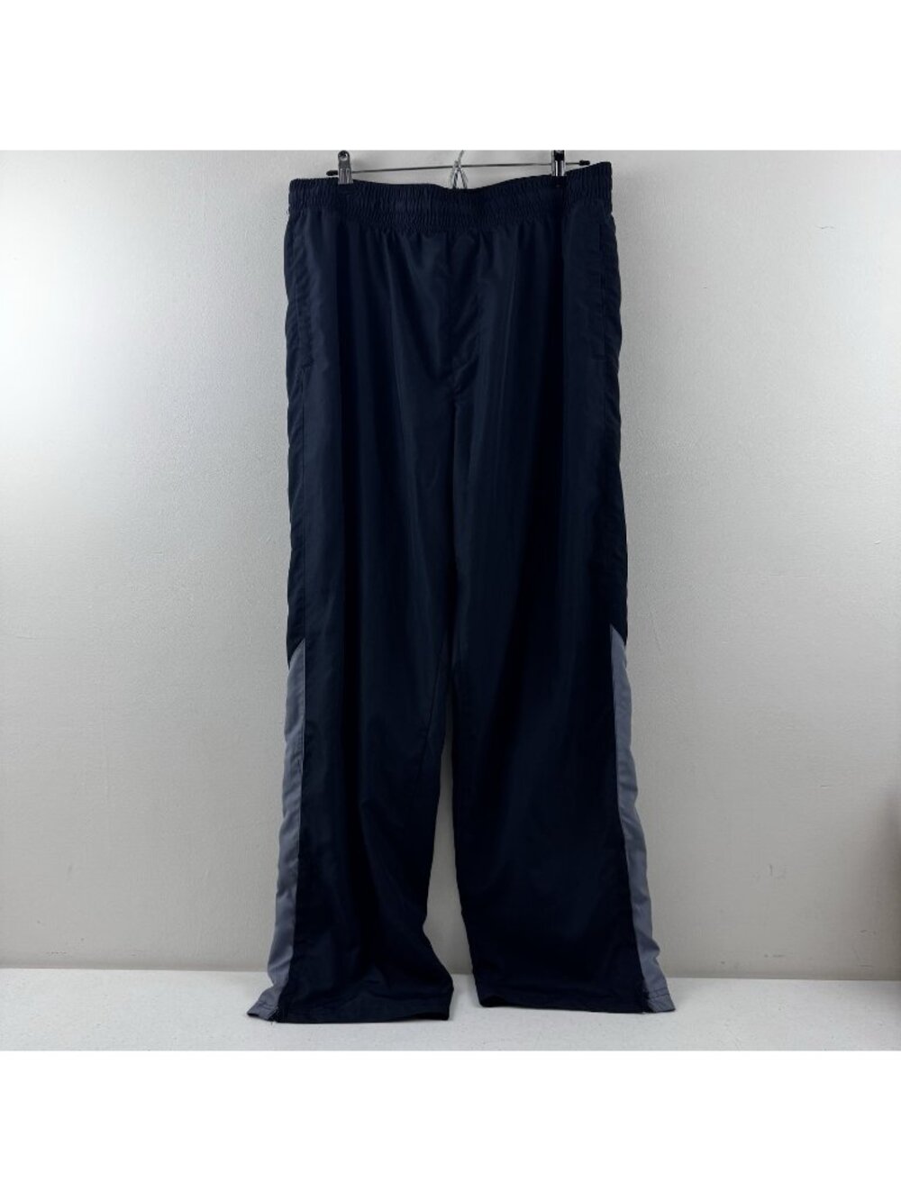 Athletic Works Track Pants Size L 36/38 Black And Gray Nylon
